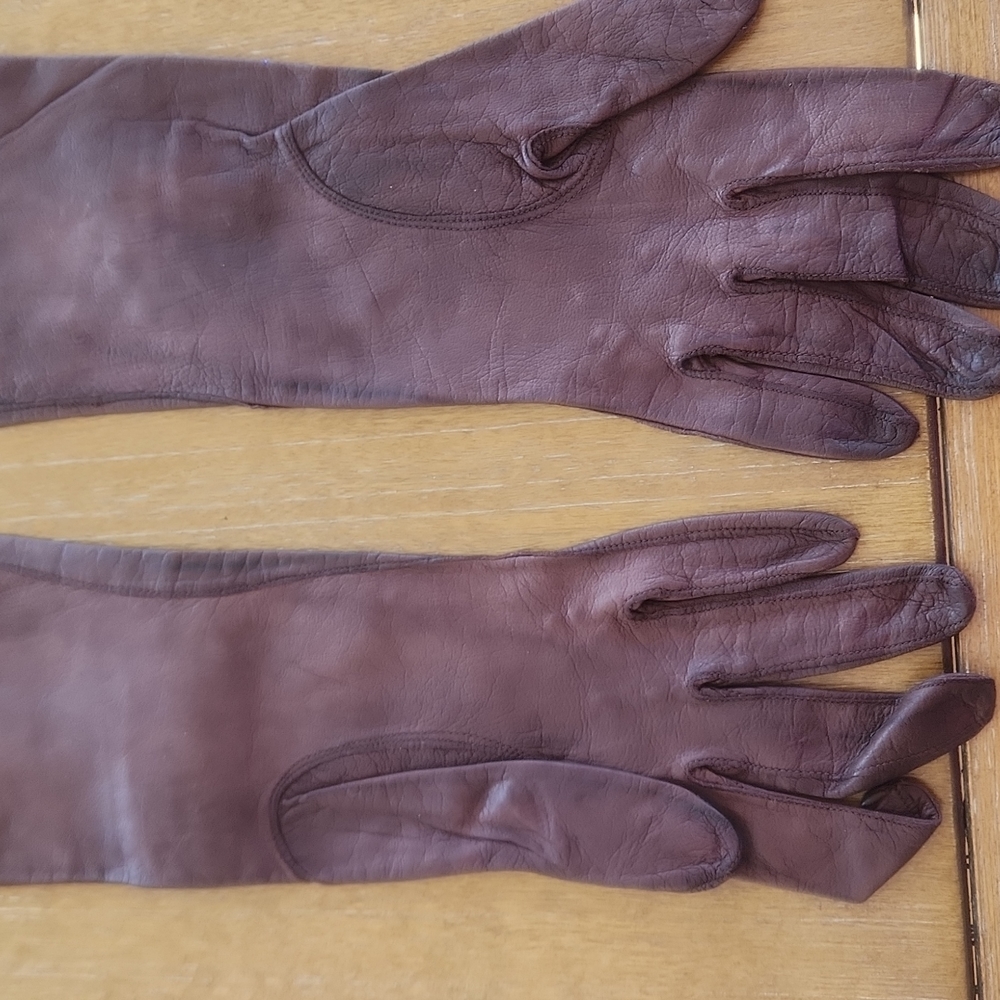 VINTAGE REAL KID LEATHER GLOVES.  MADE FOR A & S - Picture 9 of 12